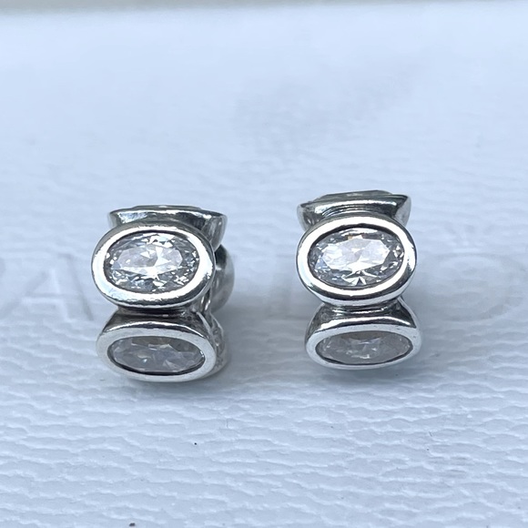 Pandora Jewelry - Two Authentic Pandora Sterling Silver 925 & Clear CZ Oval Lights Charms